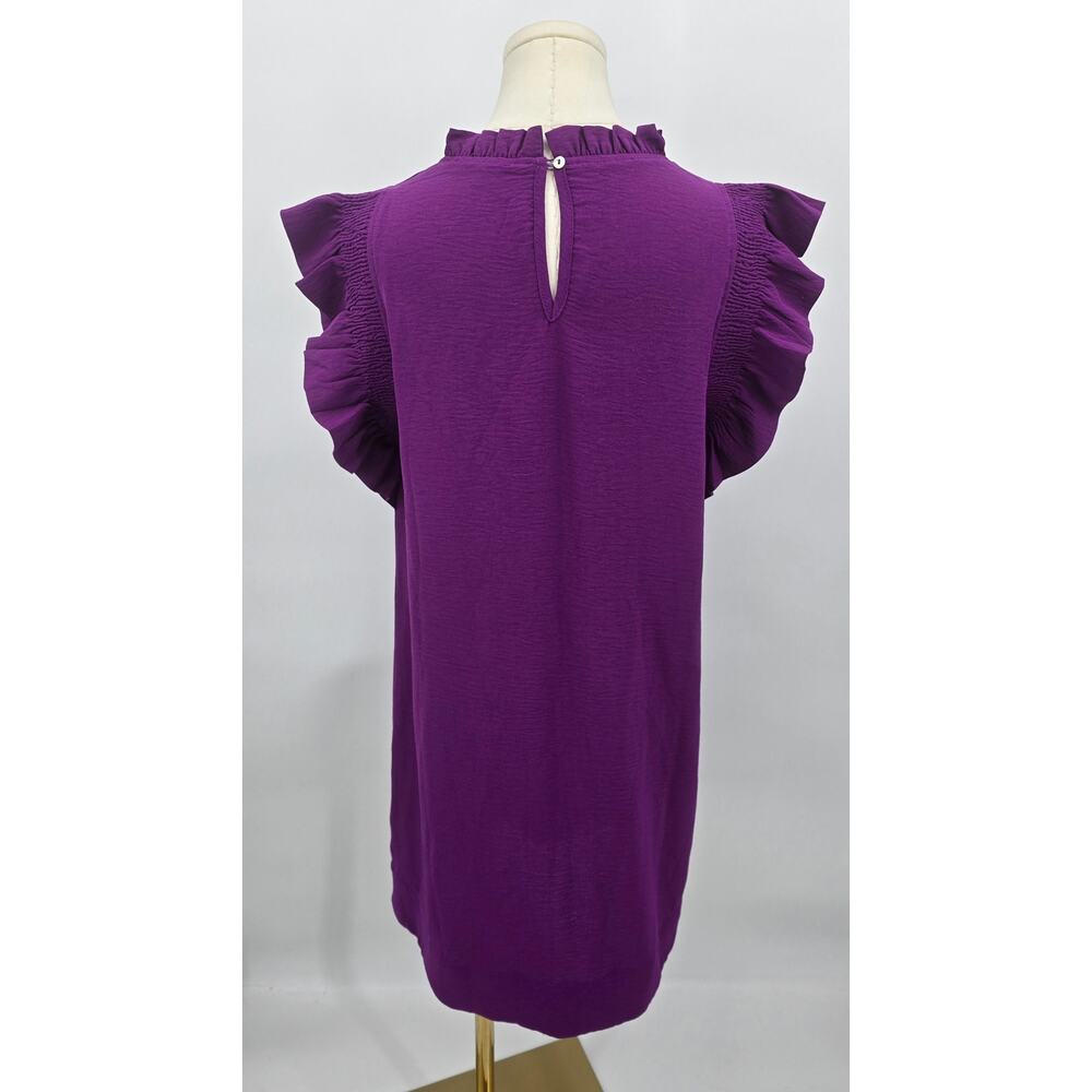 Jodifl Romantic Whimsical Ruffle Sleeve Woven Top – Vibrant Purple - Picture 3 of 5